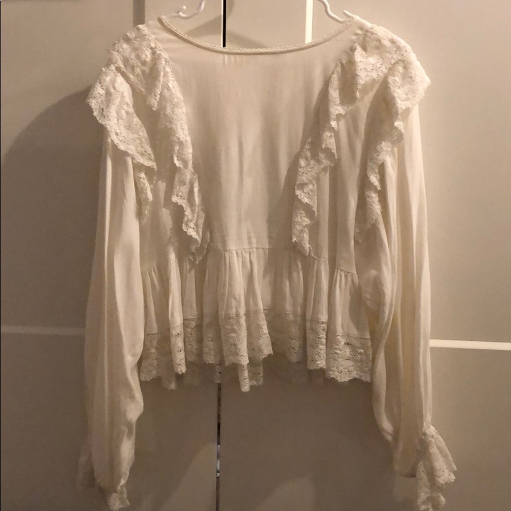 Free people white long sleeve top